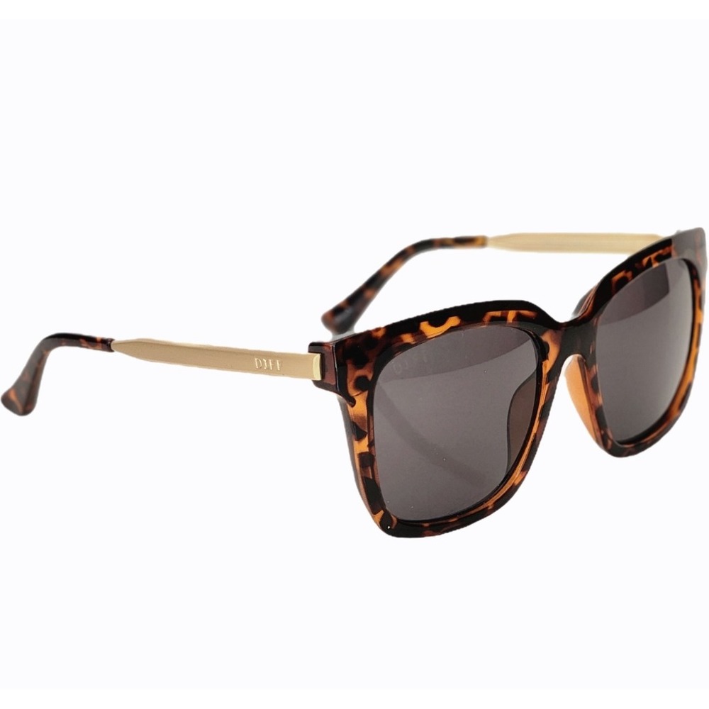 DIFF Bella Sunglasses Tortoise Gold Oversized Square Frames Womens NEW